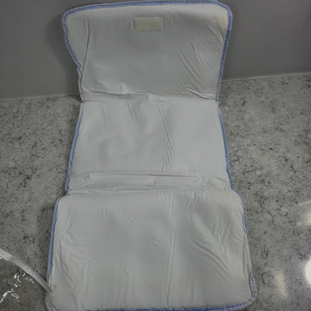 Baby Connection Vintage Diaper Bag Blue Pinstripe Teddy Bear Changing Pad NWT